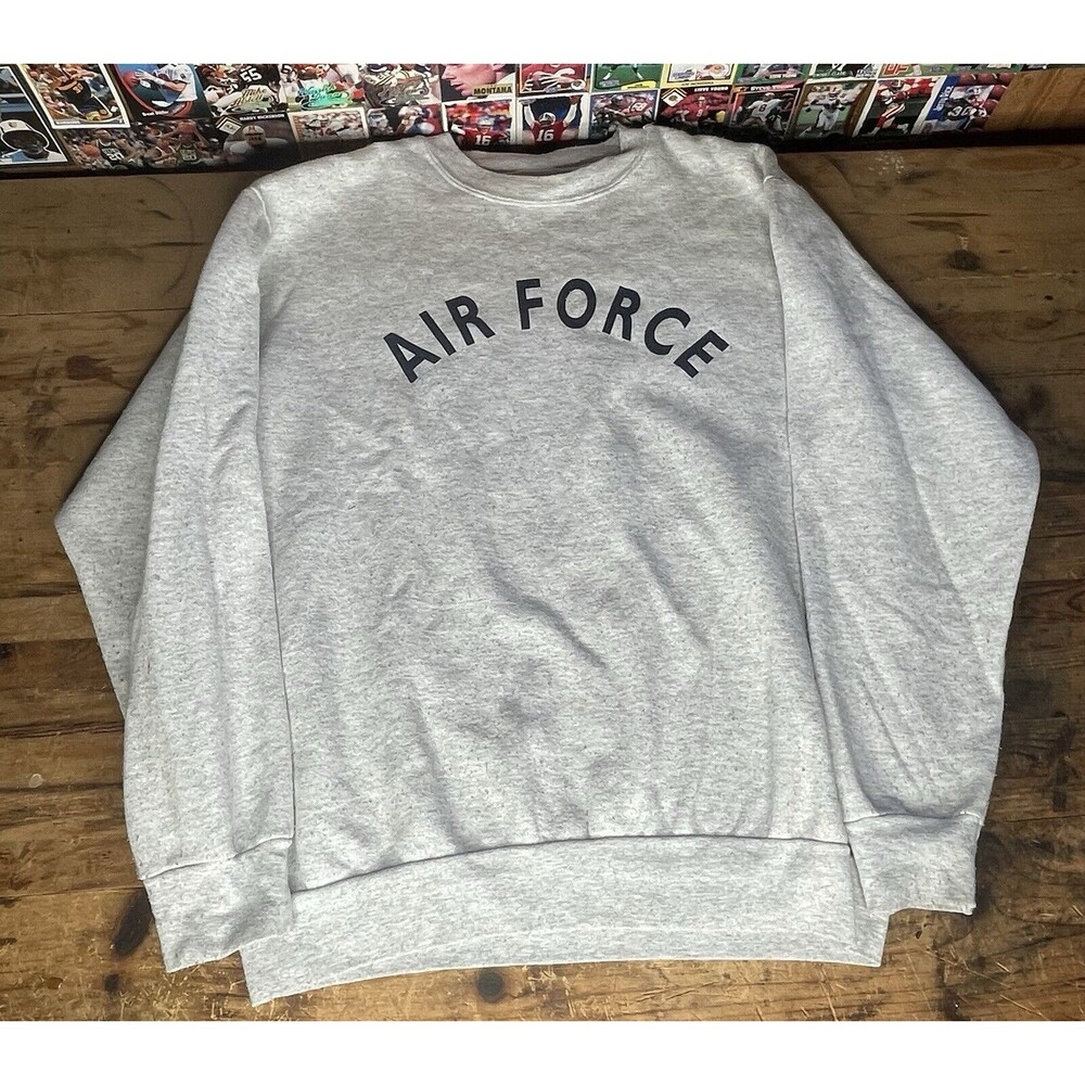 Vintage Air Force Sweatshirt Adult Small Grey Pullover Spell Out 90s Made In USA